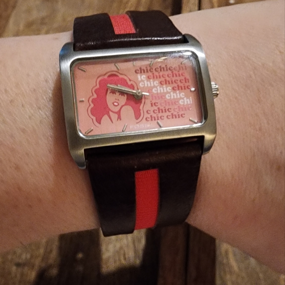 Vintage Fossil Watch with leather strap.